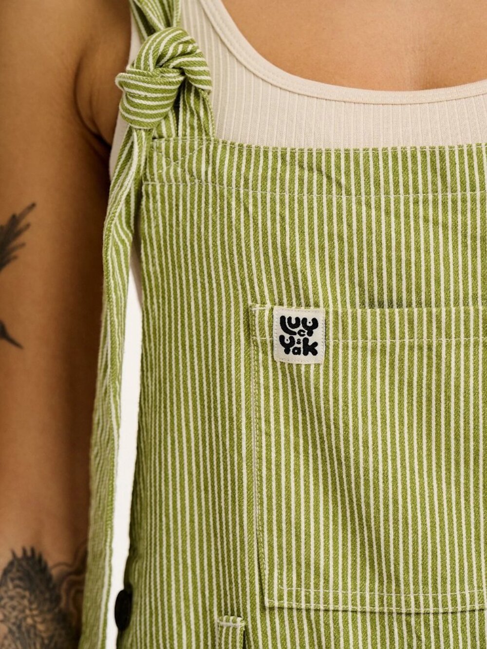 NWT Lucy & Yak Easton Dungarees Candy Stripe Green UK12/US8